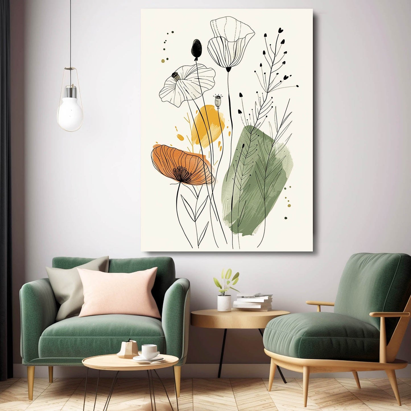 Boho Line Art Flower Canvas