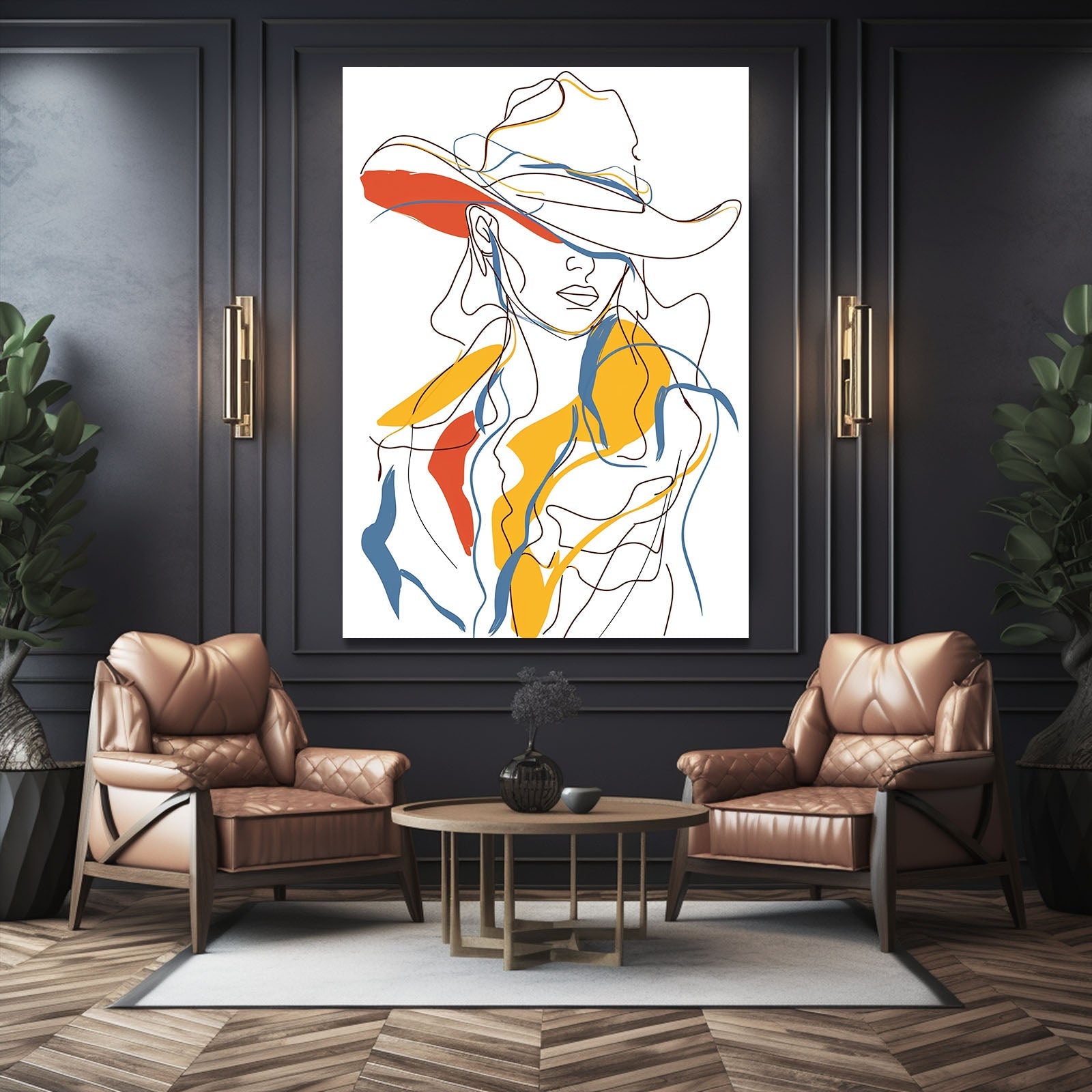 Boho Line Cowgirl Art