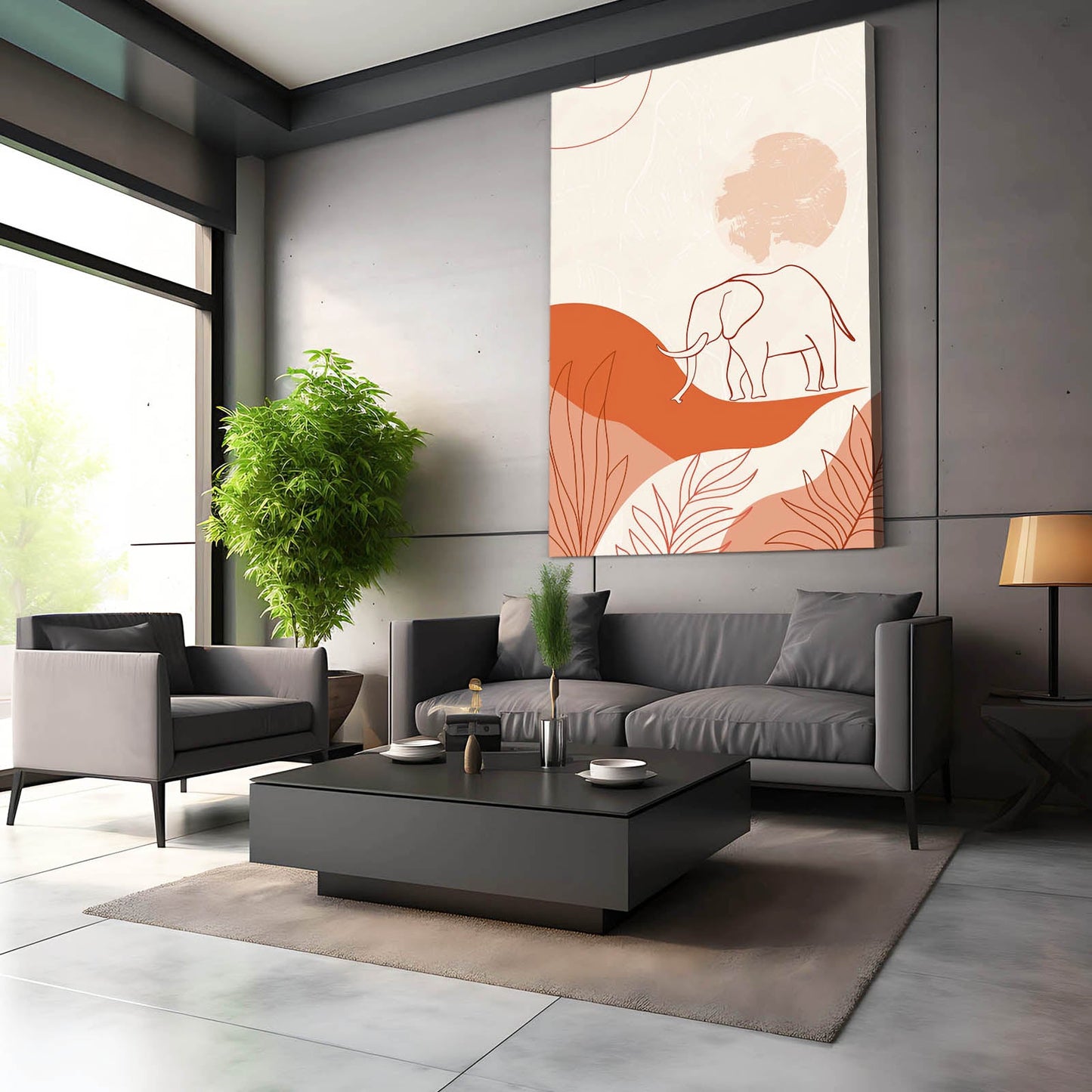 Boho Line Elephant Print