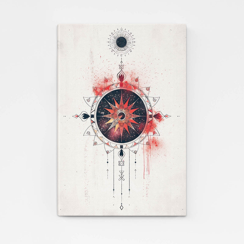 Boho Mandala Wall Art — geometric canvas print in white tones