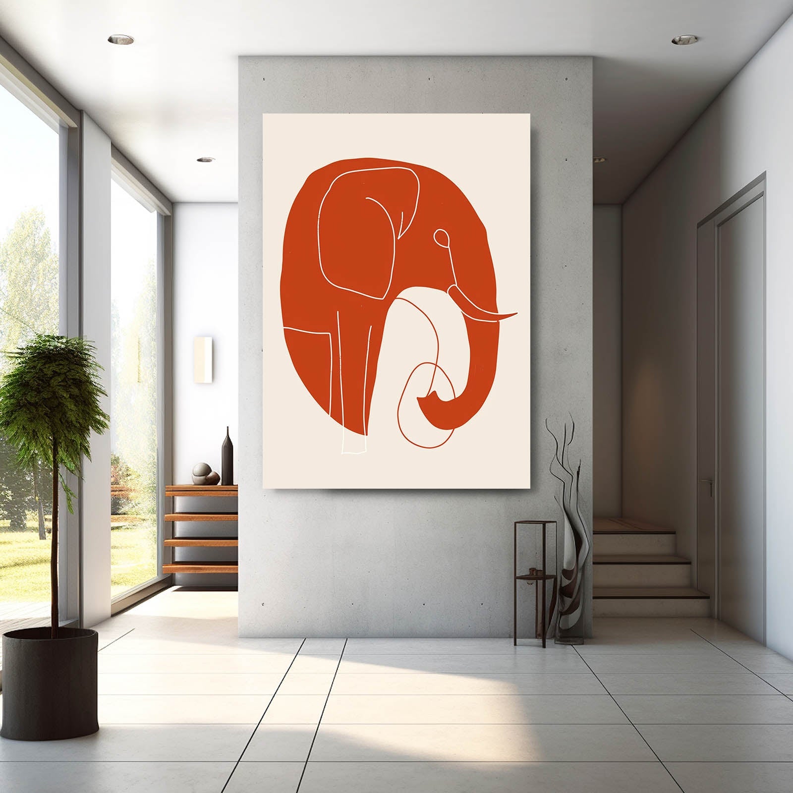 Boho Minimal Elephant Canvas