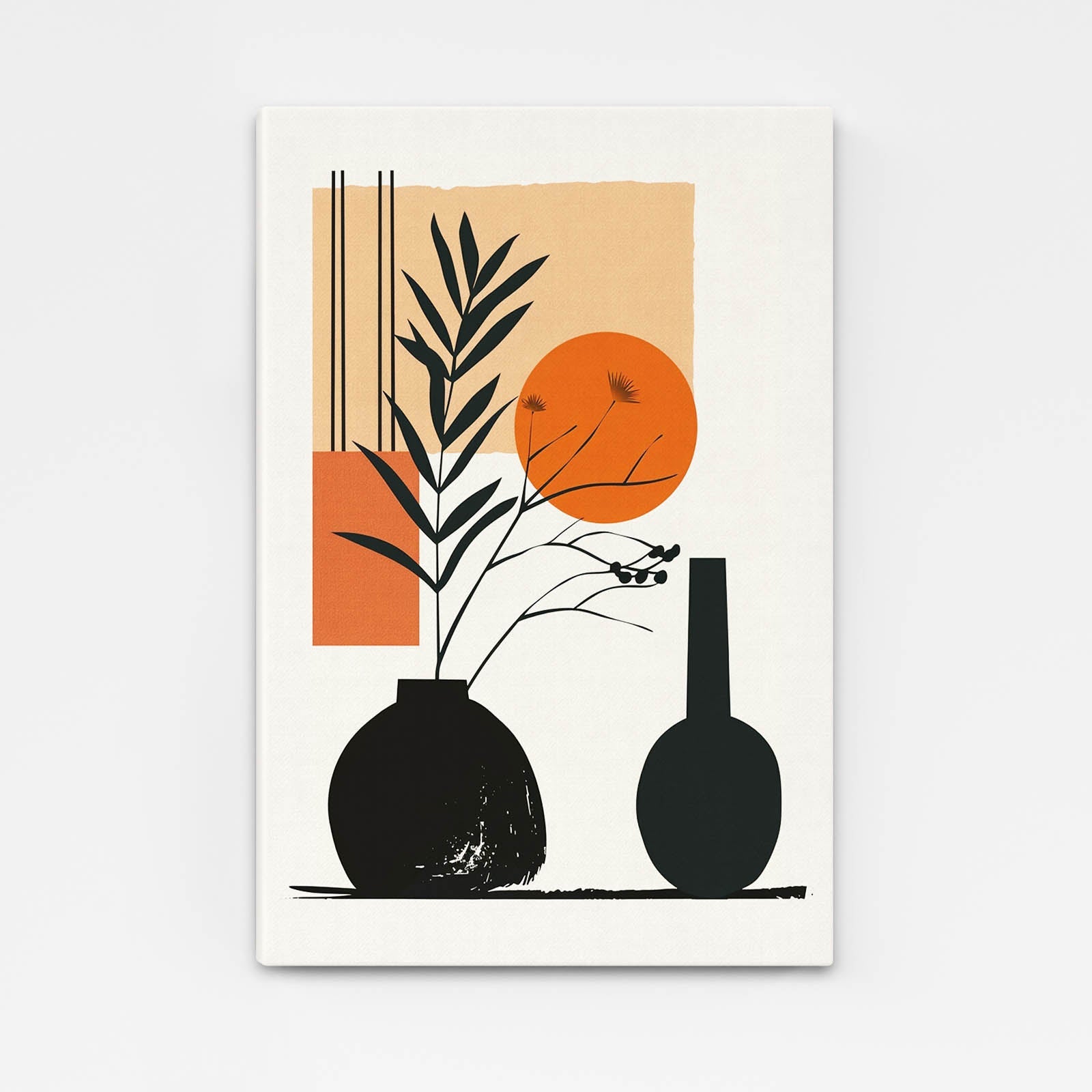 Boho Modern Botanicals Wall Art — contemporary canvas print in orange tones