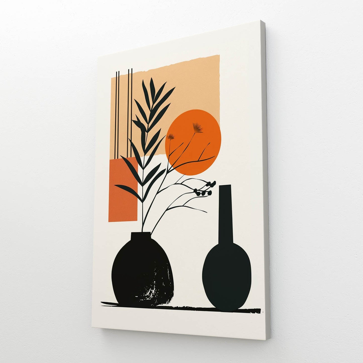 Boho Modern Botanicals Wall Art — contemporary canvas print in orange tones, view 2