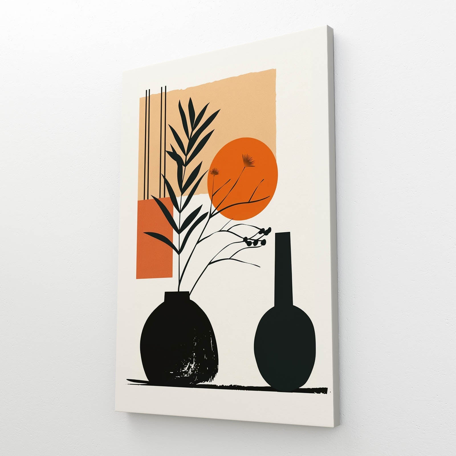 Boho Modern Botanicals Wall Art — contemporary canvas print in orange tones, view 2