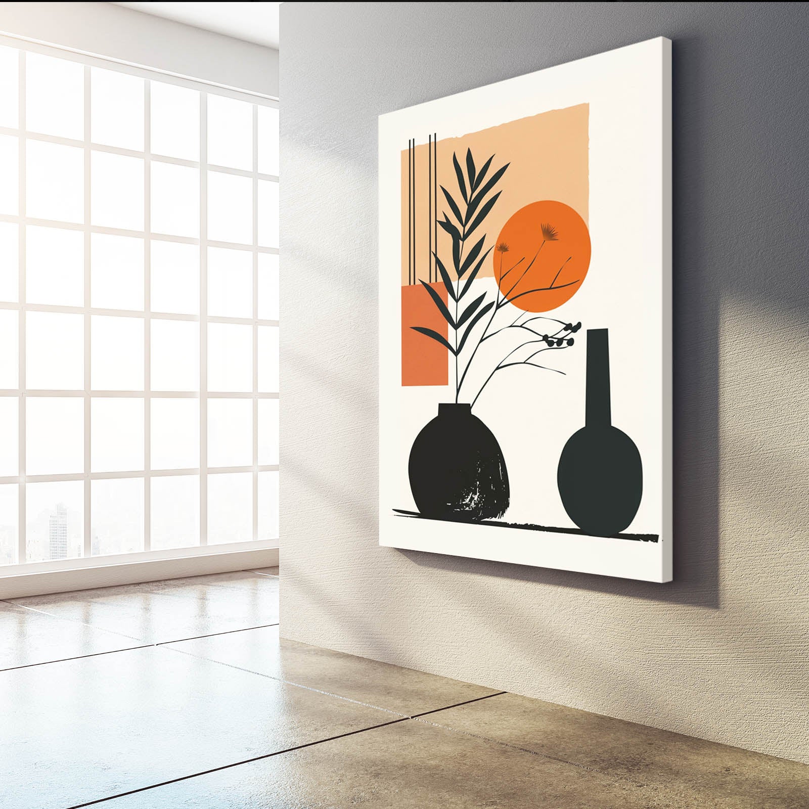 Boho Modern Botanicals Wall Art — contemporary canvas print in orange tones, view 4