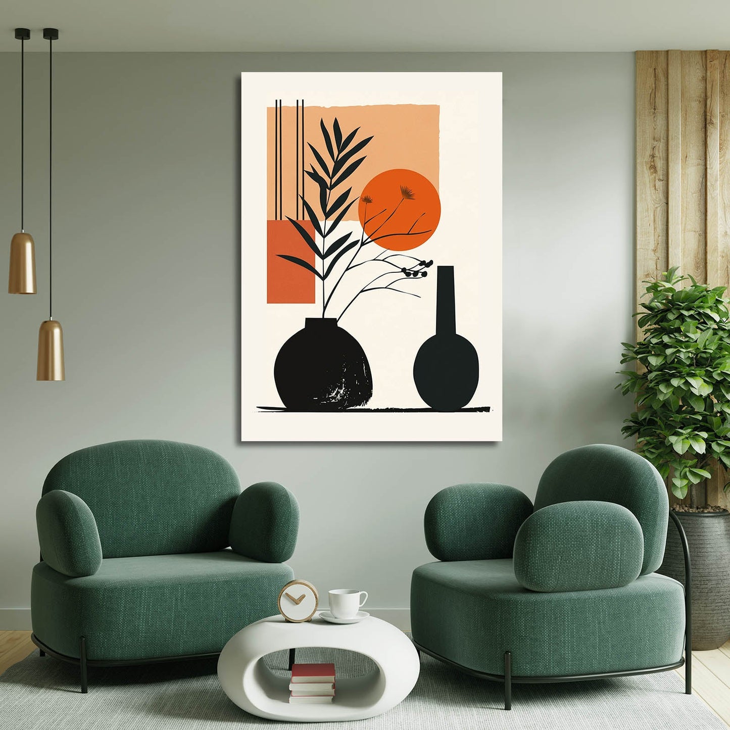 Boho Modern Botanicals Wall Art — contemporary canvas print in orange tones, view 5