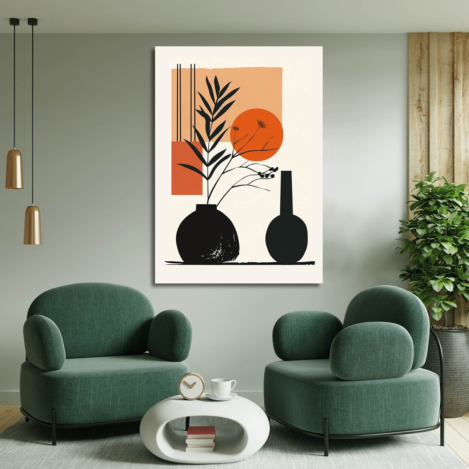 Boho Modern Botanicals Wall Art — contemporary canvas print in orange tones, view 5