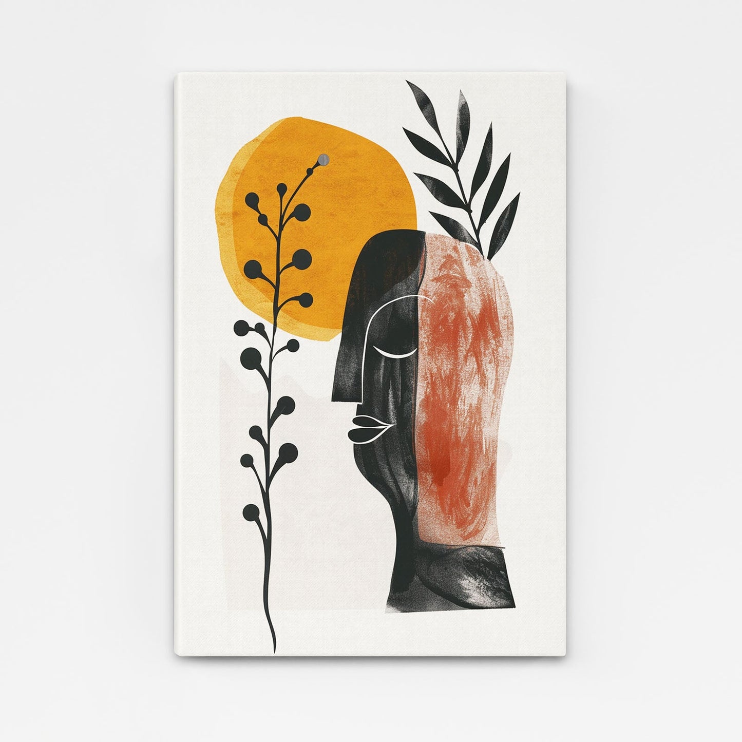 Boho Neutral Wall Artwork — african art canvas print in orange tones