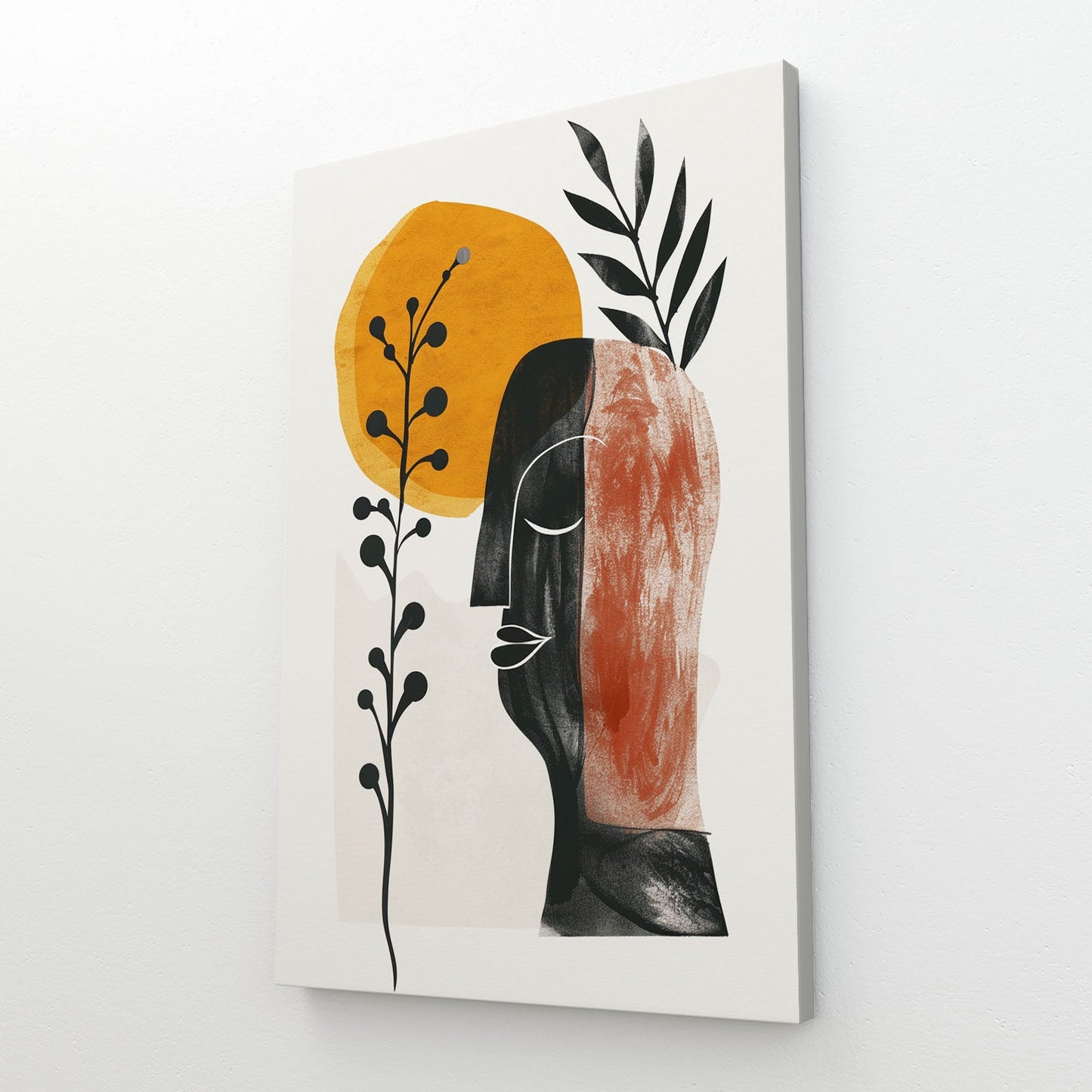 Boho Neutral Wall Artwork — african art canvas print in orange tones, view 2