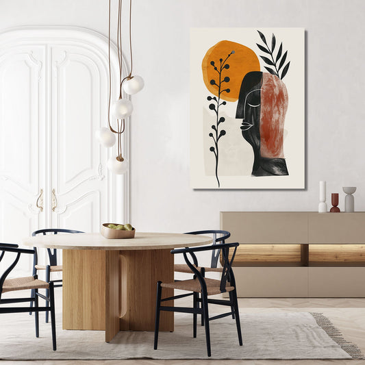 Boho Neutral Wall Artwork — african art canvas print in orange tones, view 3