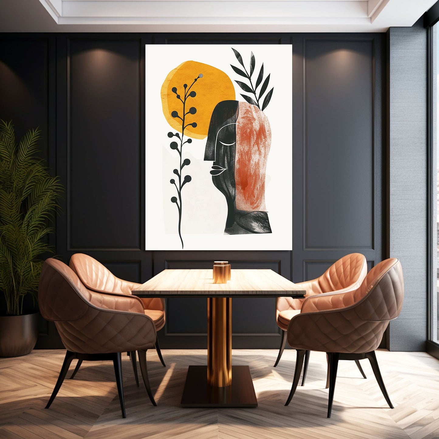 Boho Neutral Wall Artwork — african art canvas print in orange tones, view 5