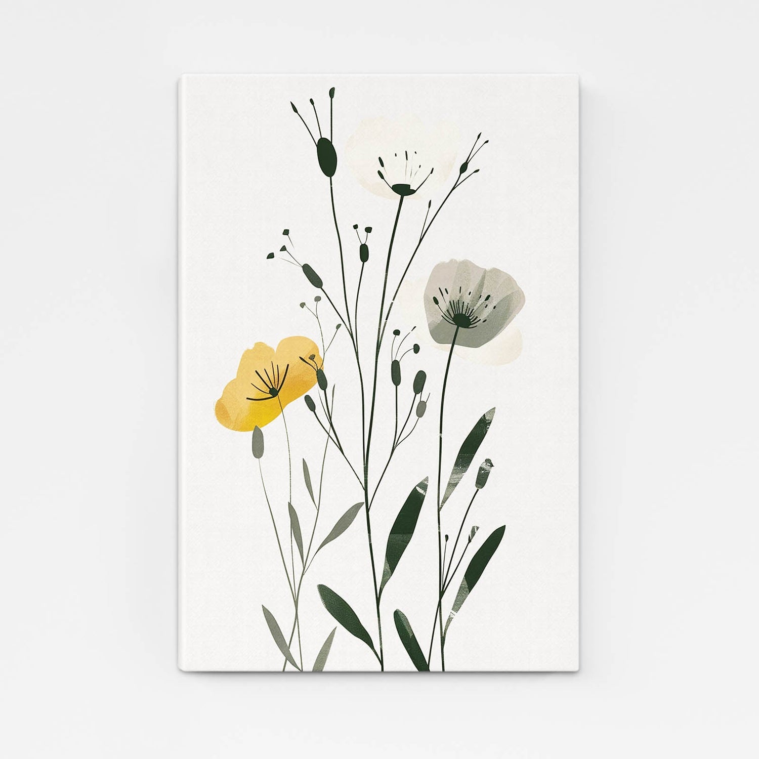 Boho Nursery Art — botanical canvas print in white tones