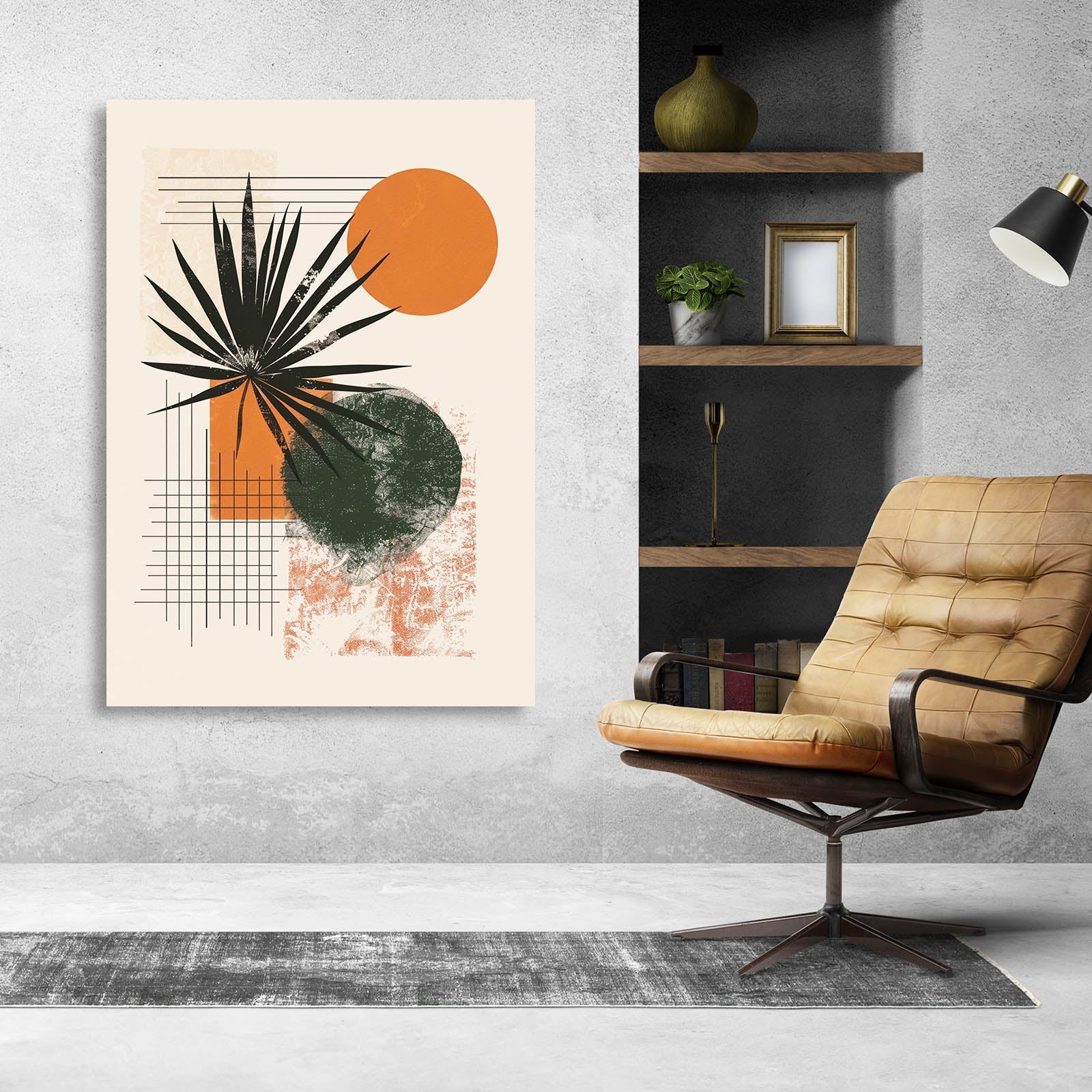 Boho Orange Sun Leaf Art