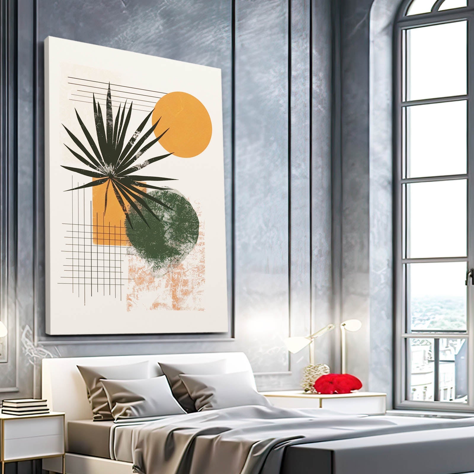 Boho Orange Sun Leaf Art