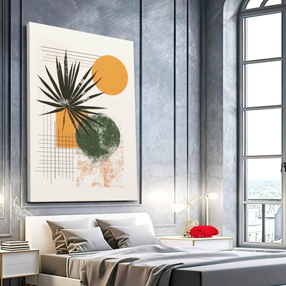 Boho Orange Sun Leaf Art