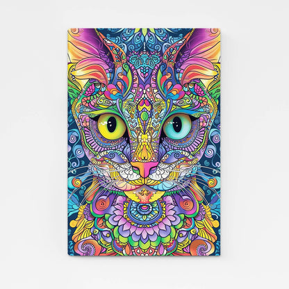 Boho Psychedelic Cat Wall Art