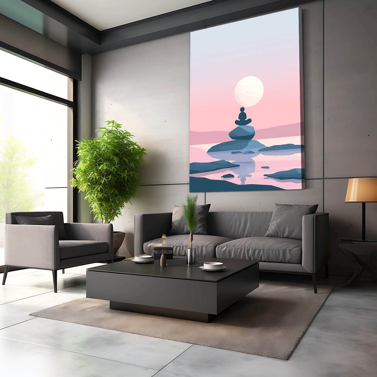 Boho Sunset Meditation Art