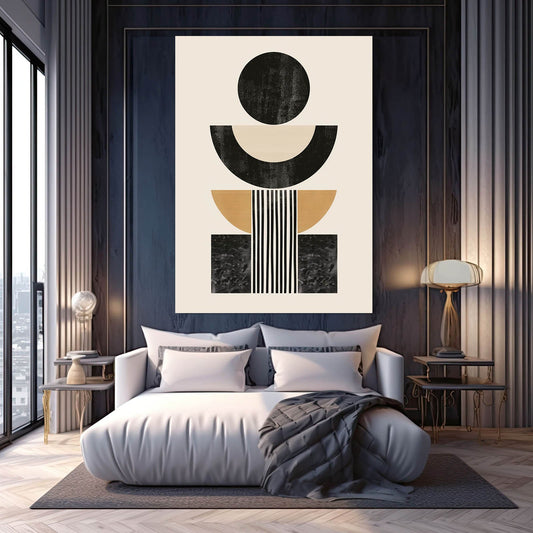 Boho Symmetry Wall Art — abstract canvas print in white tones, view 3