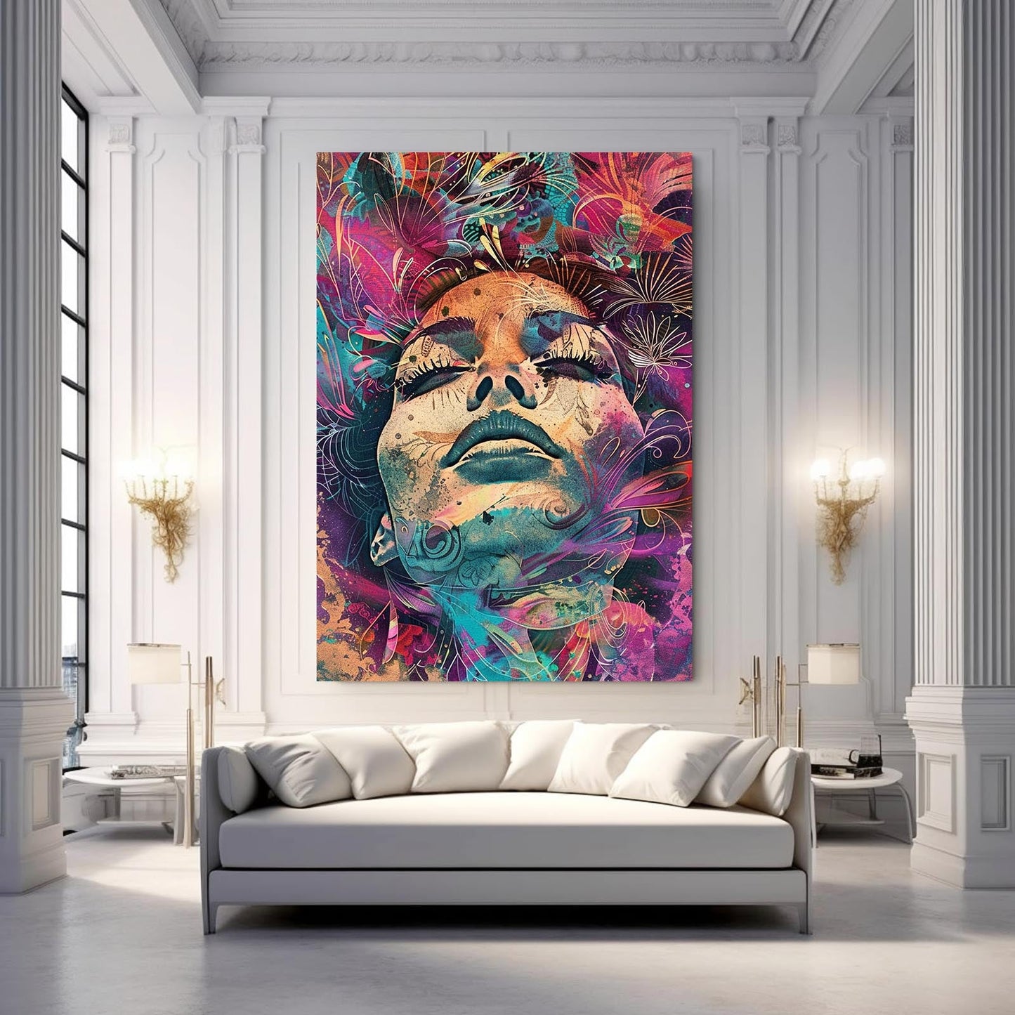 Boho Wall Art Psychedelic Face