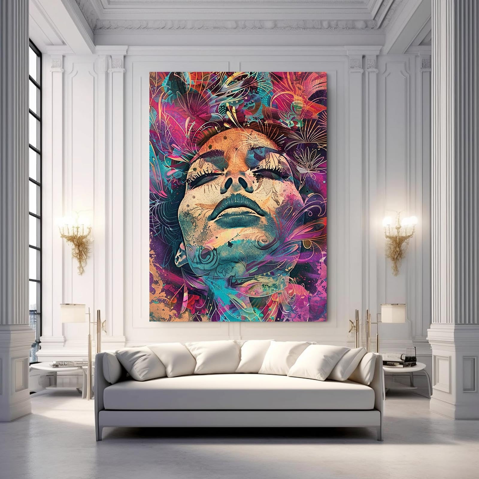 Boho Wall Art Psychedelic Face