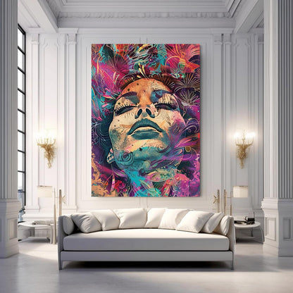 Boho Wall Art Psychedelic Face
