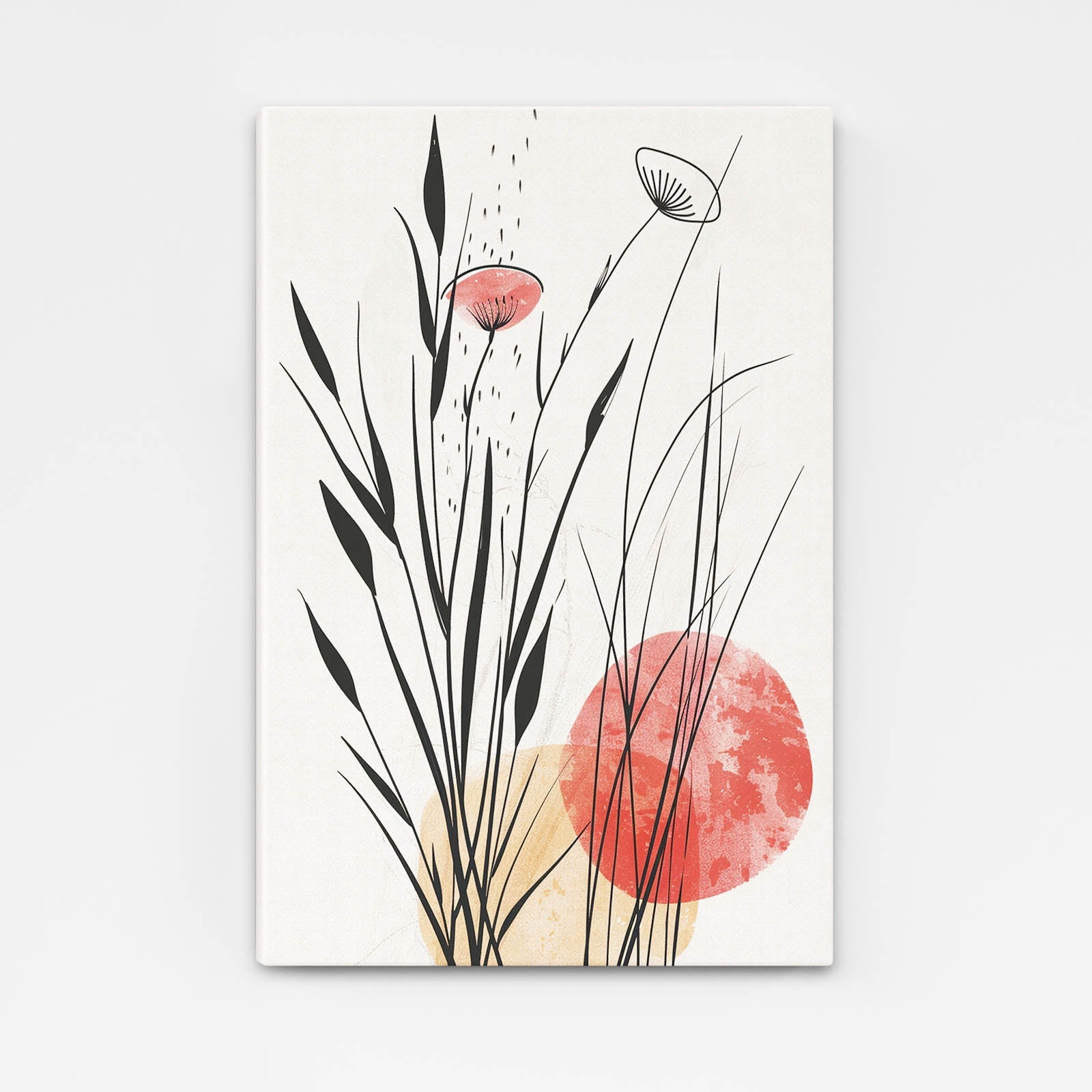 Boho Wall Art — botanical canvas print in white tones