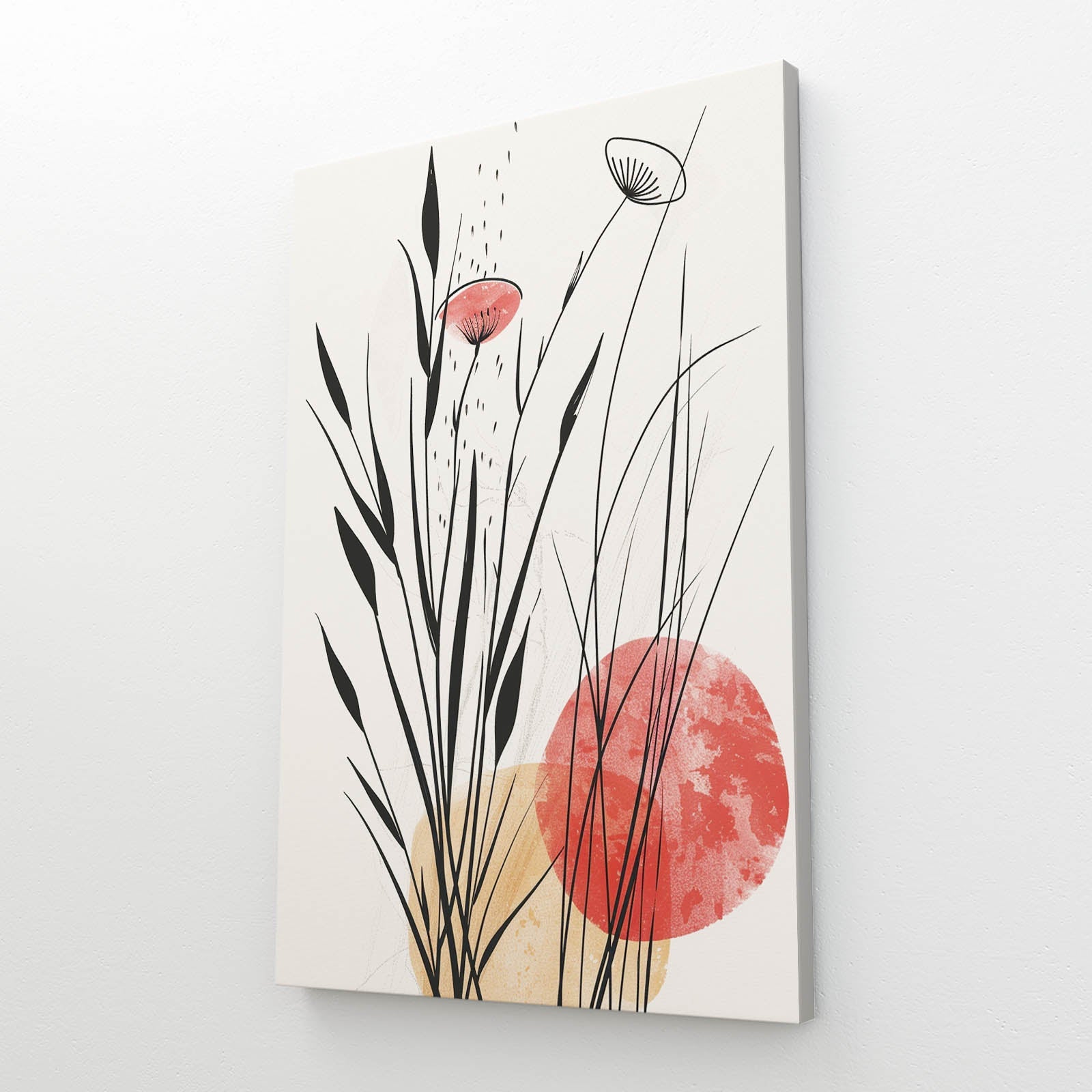 Boho Wall Art — botanical canvas print in white tones, view 2