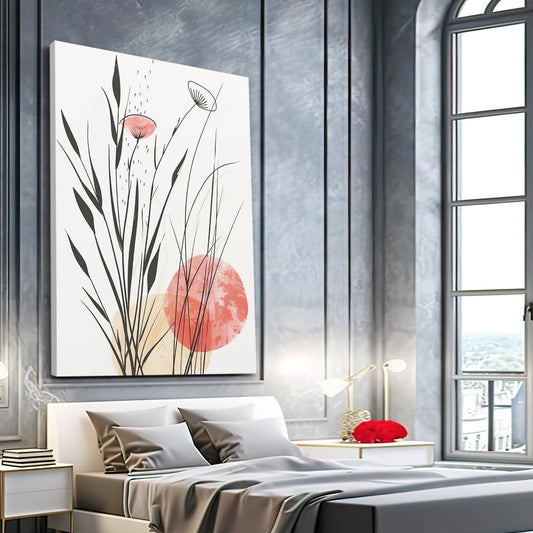 Boho Wall Art — botanical canvas print in white tones, view 3