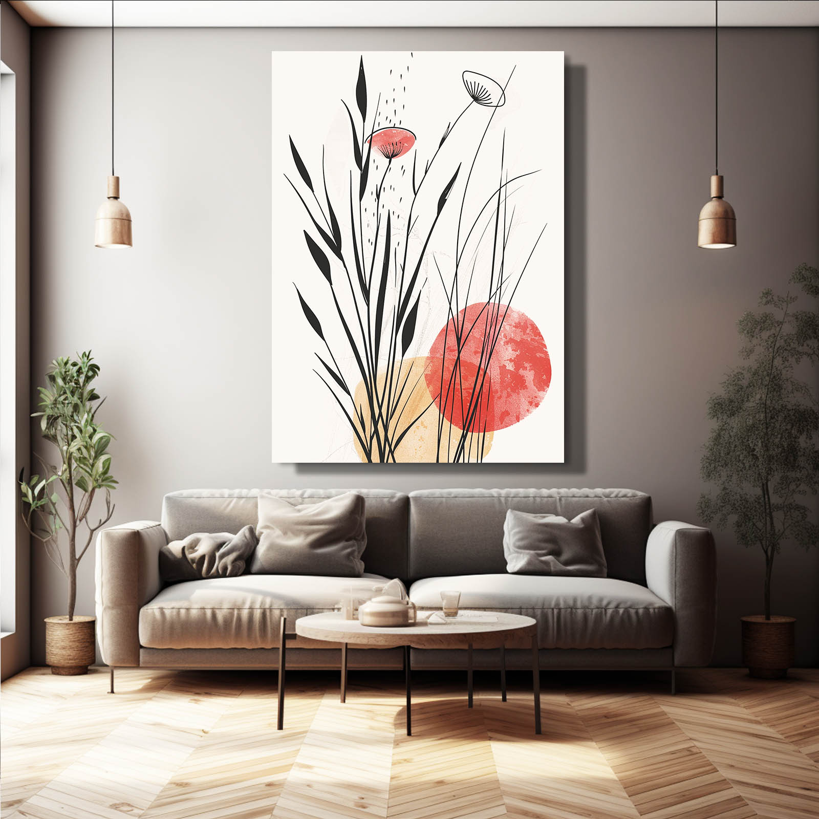 Boho Wall Art — botanical canvas print in white tones, view 5