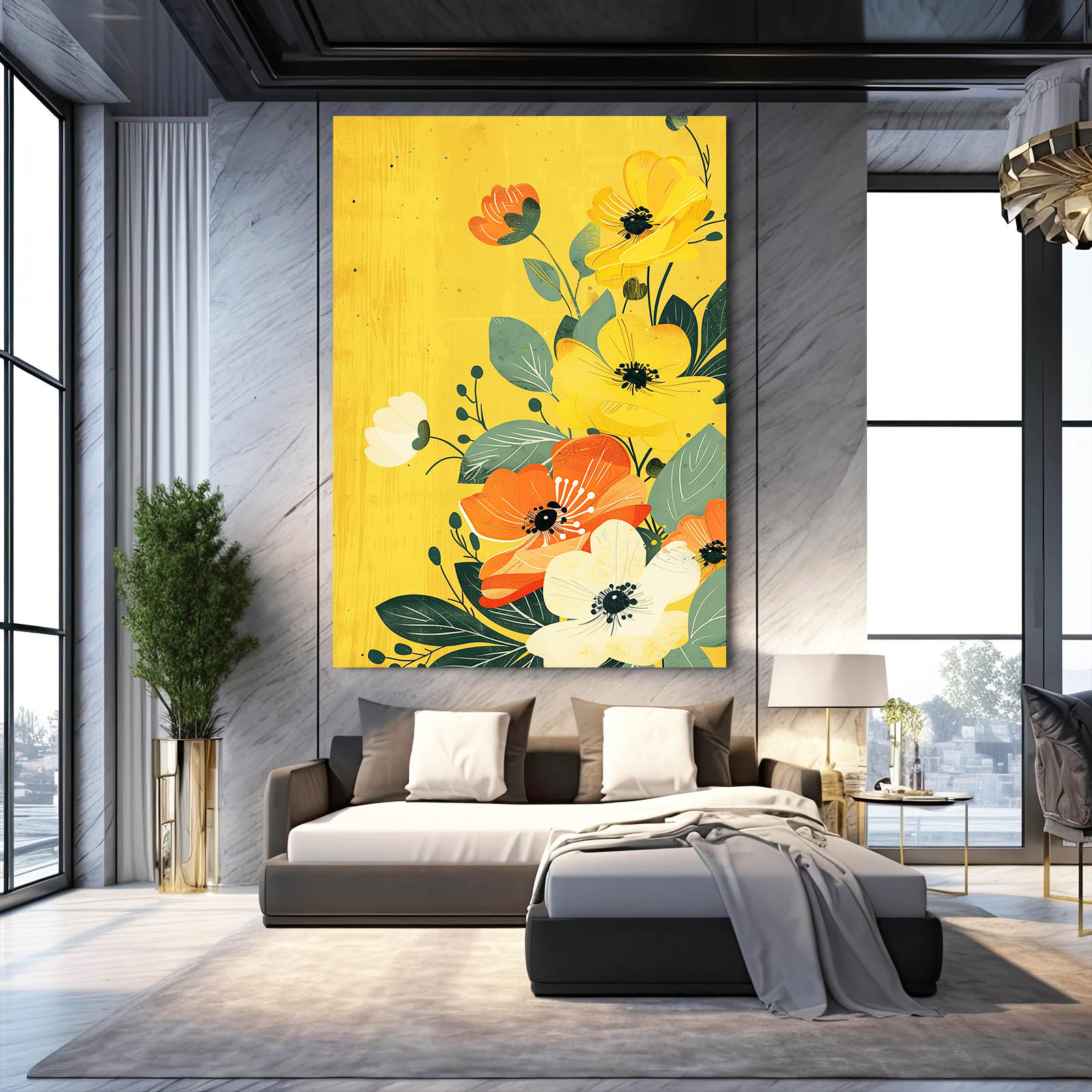 Boho Yellow Floral Art