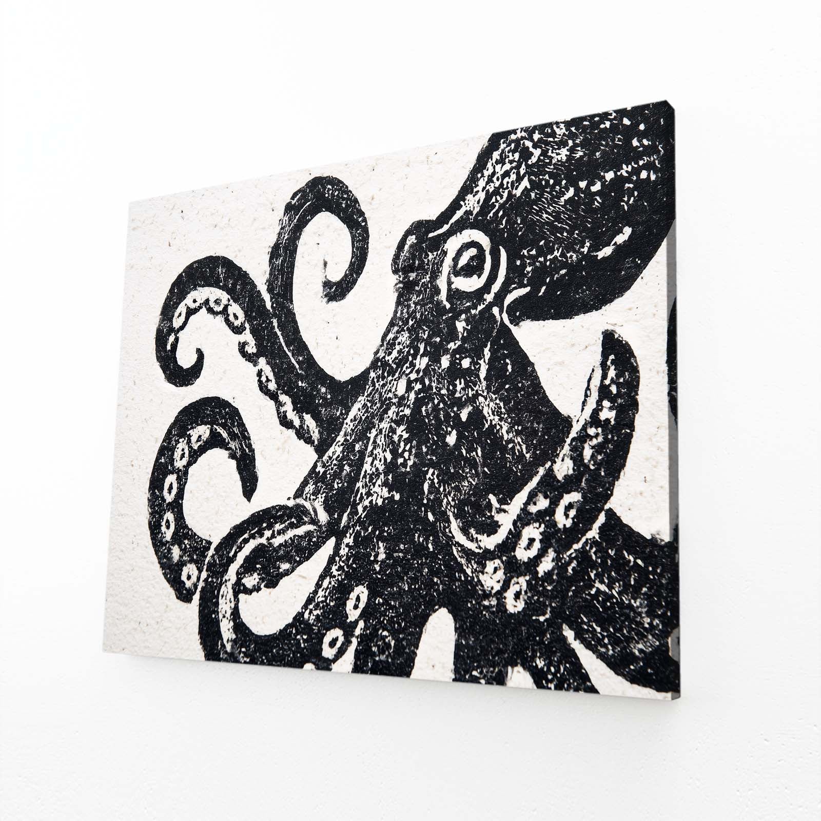 Bold Block Print Octopus Wall Decor – canvas print on white background