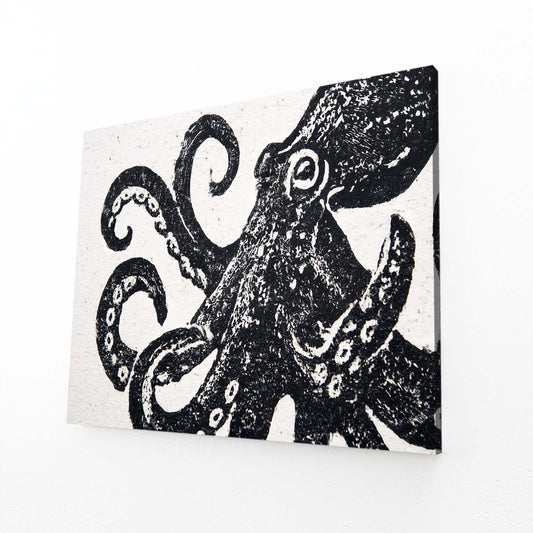 Bold Block Print Octopus Wall Decor – canvas print on white background