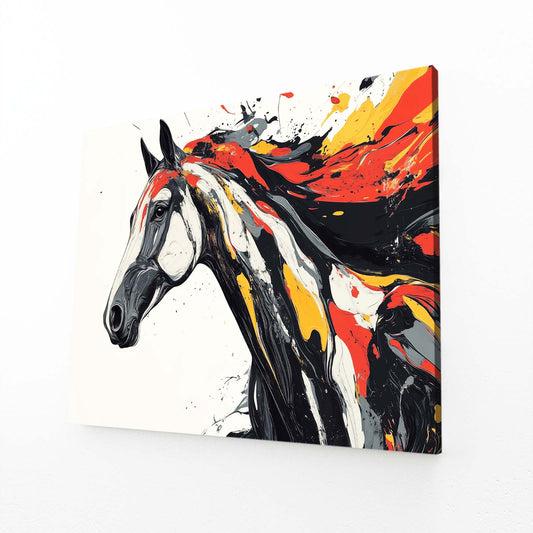 Bold Color Duo Horse Art — abstract canvas print, angled canvas view on white background