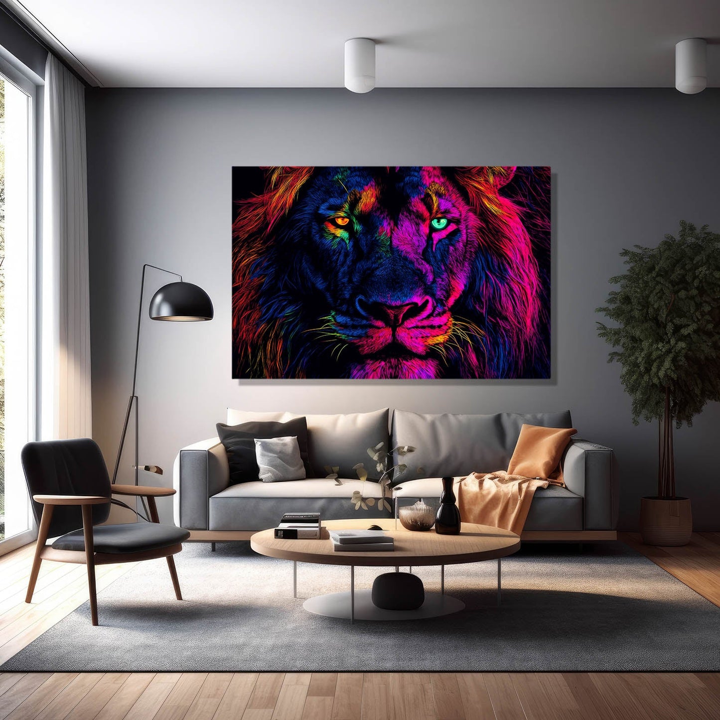 Bold Colorful Lion Art