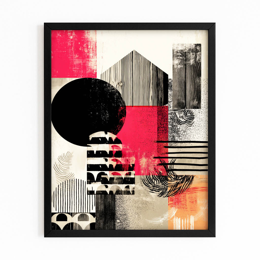 Bold Geometric Barn Farmhouse Wall Art – with Premium Black frame on white background