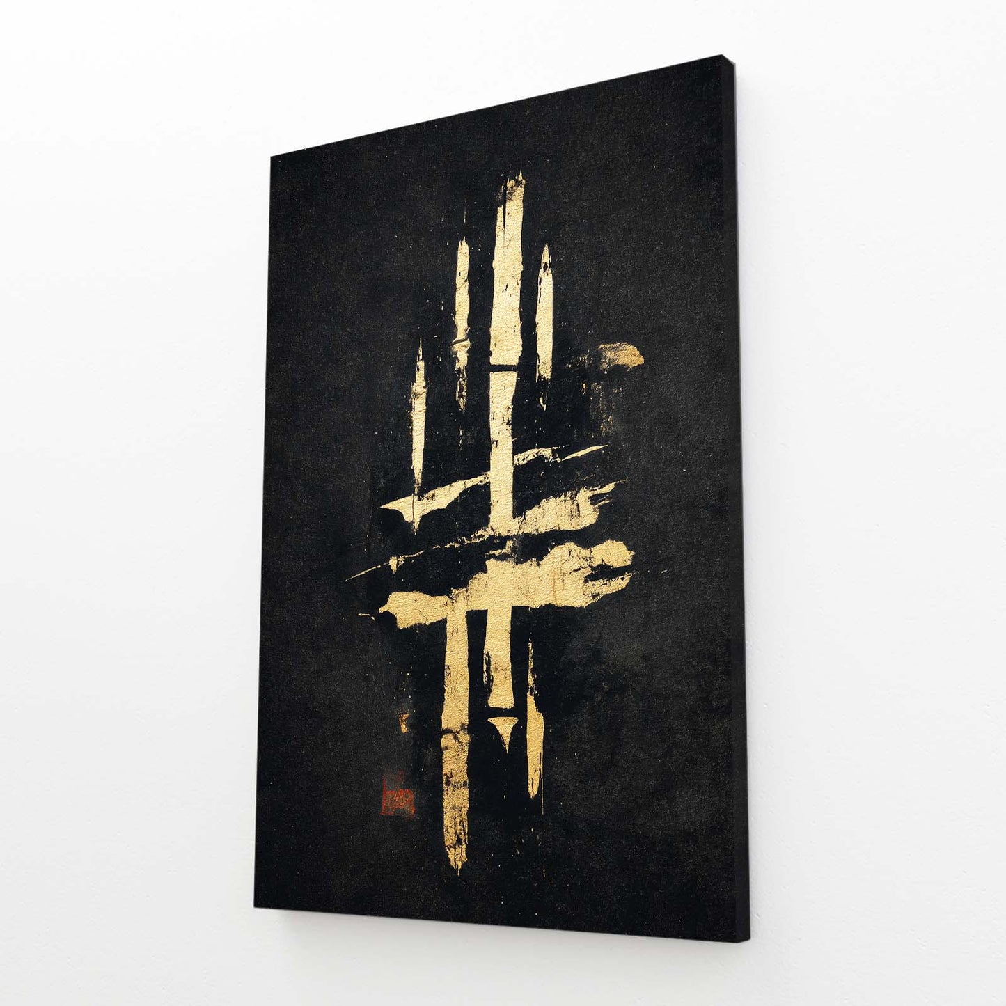 Bold Gold Glyph Canvas – angled canvas view on white background