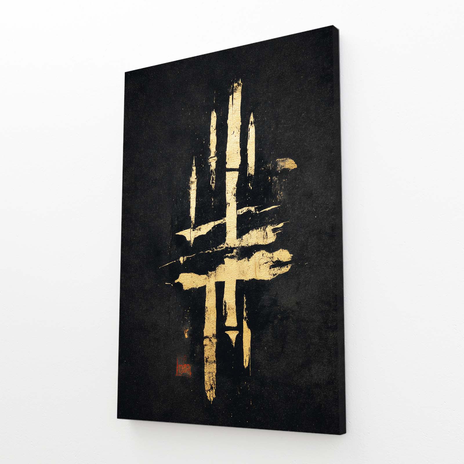 Bold Gold Glyph Canvas – angled canvas view on white background