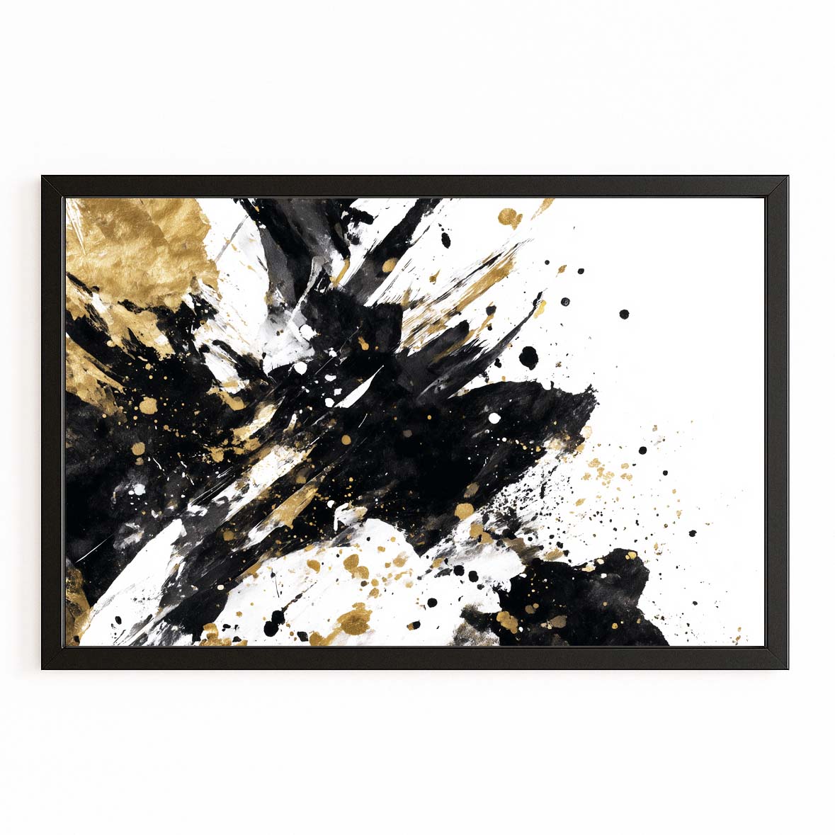 Bold Ink Burst Gold Art – with Premium Black frame on white background