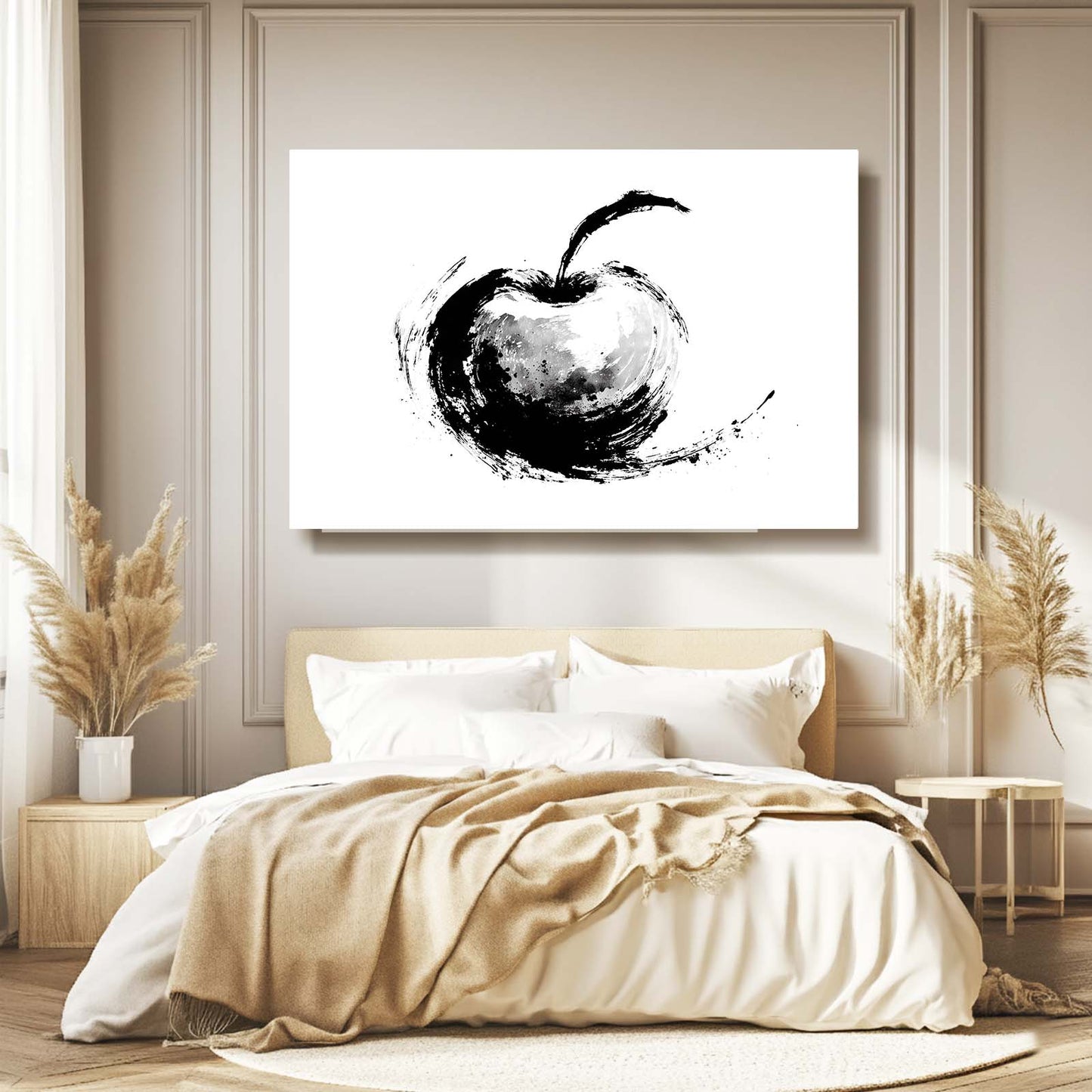 Bold Ink Splash Apple Wall Decor – styled in a furnished interior