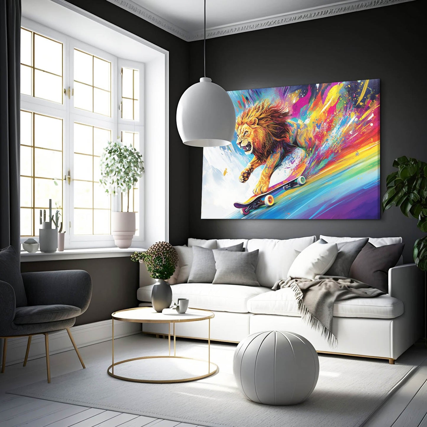 Bold Skater Lion Wall Art
