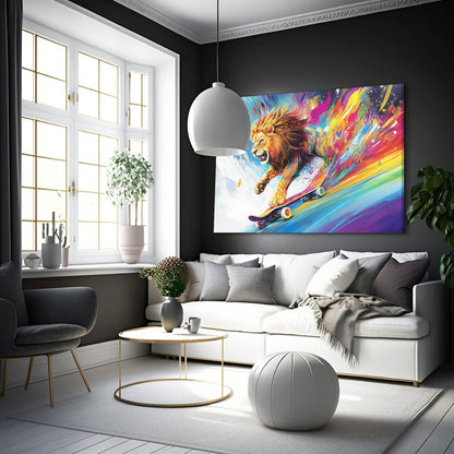 Bold Skater Lion Wall Art