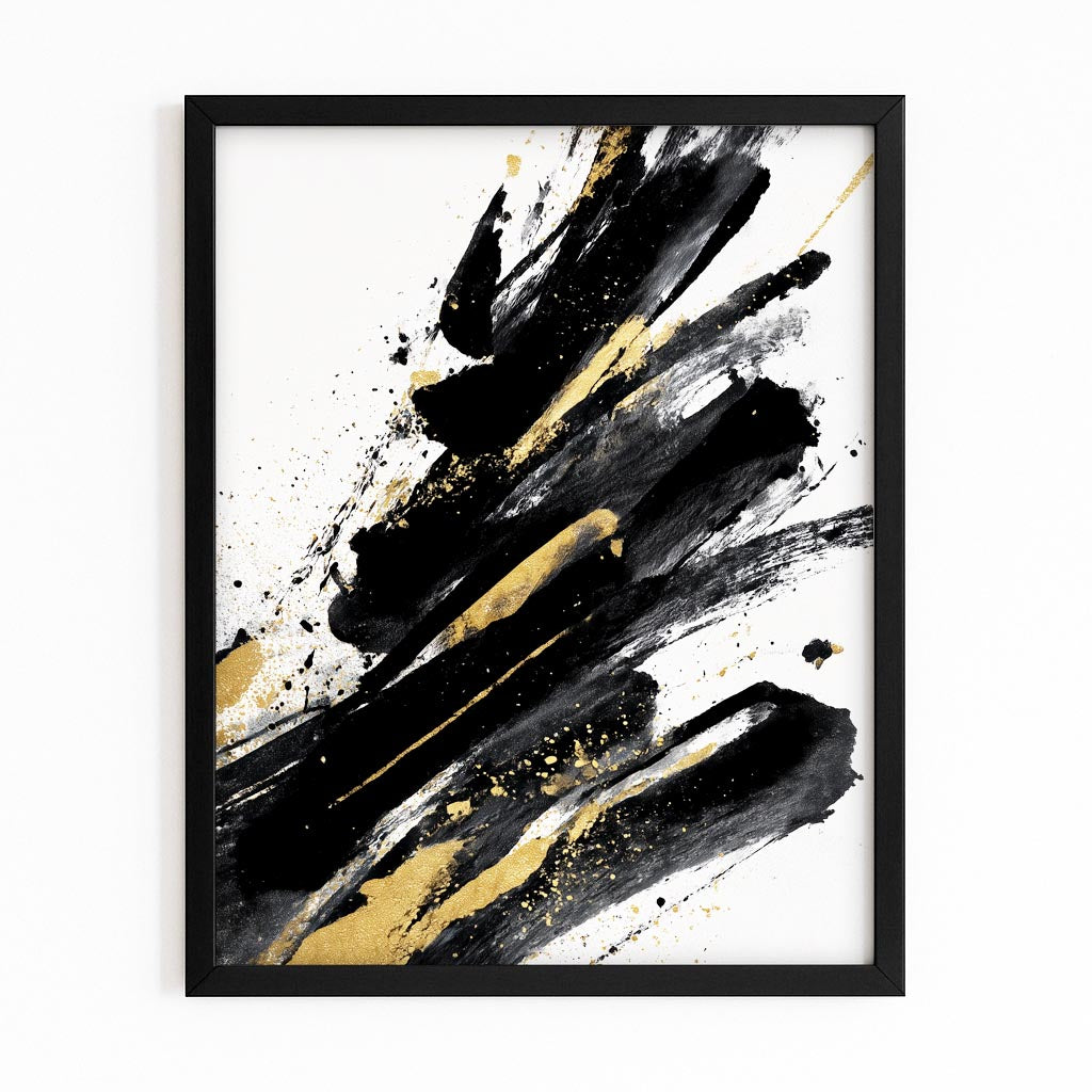 Bold Stroke Gold Art – with Premium Black frame on white background