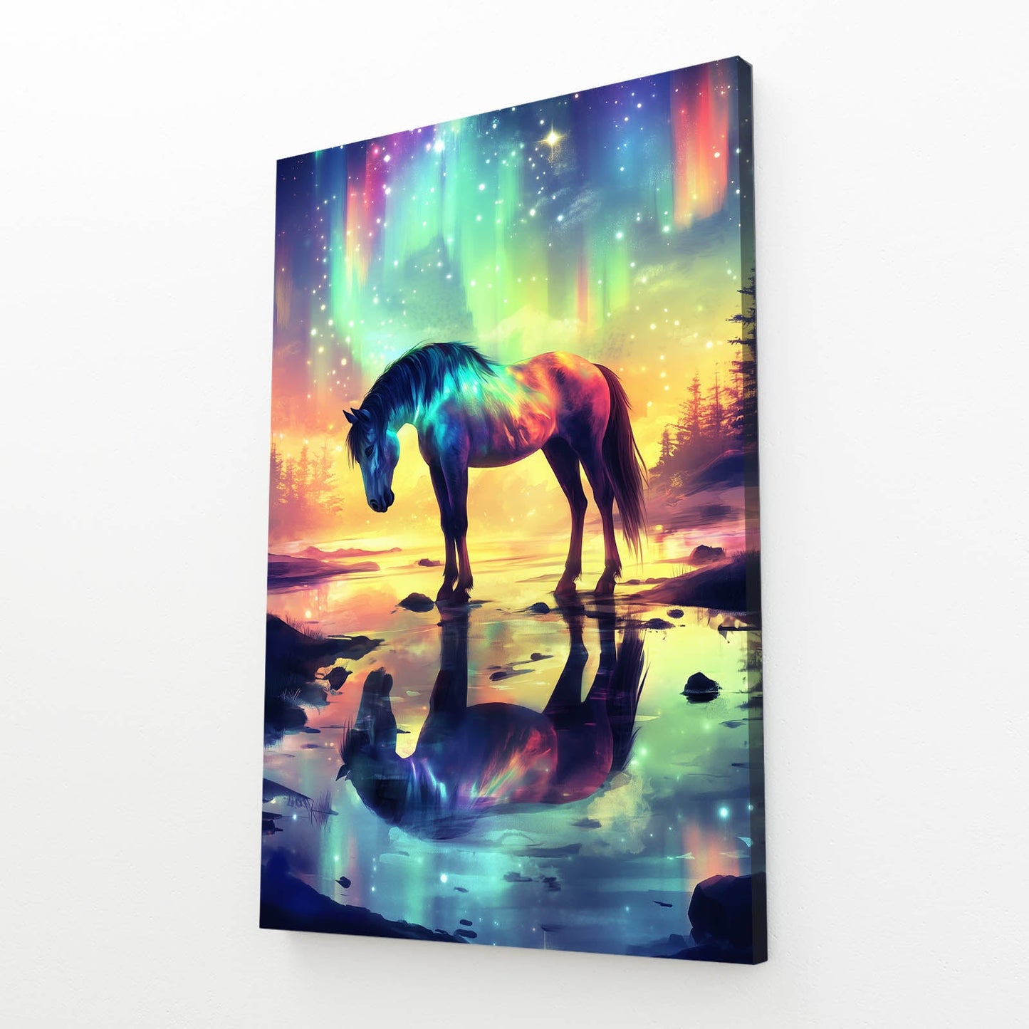 Boreal Horse Wall Art – angled canvas view on white background