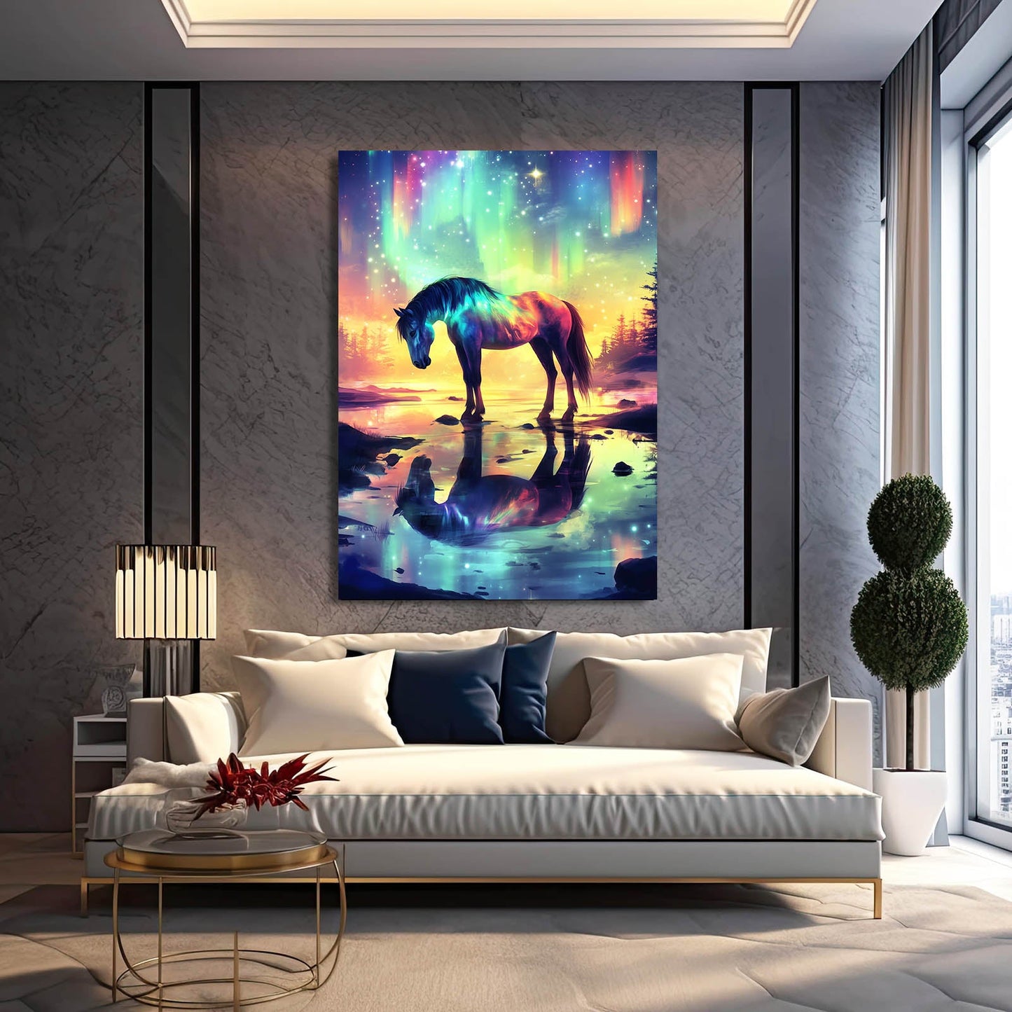 Boreal Horse Wall Art – angled canvas view on white background