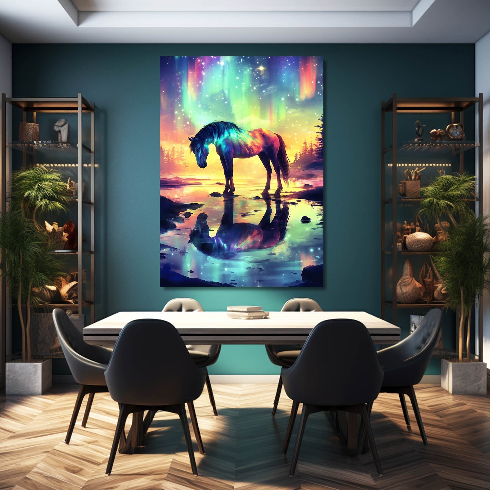 Boreal Horse Wall Art – angled canvas view on white background