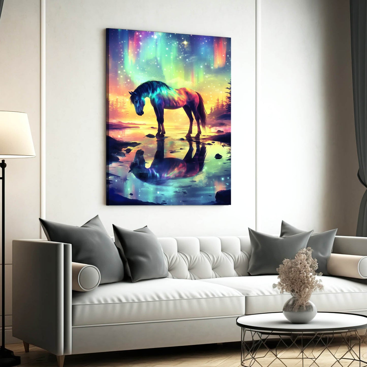 Boreal Horse Wall Art – angled canvas view on white background