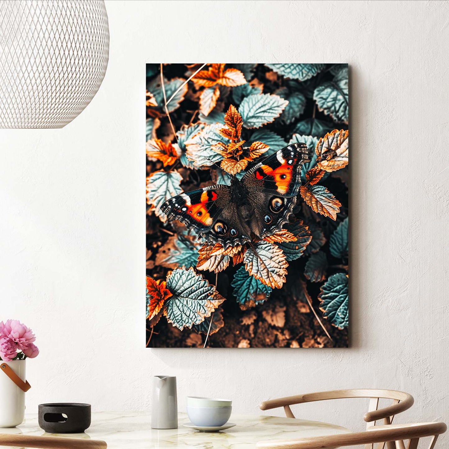 Botanical Contrast Butterfly Wall Art
