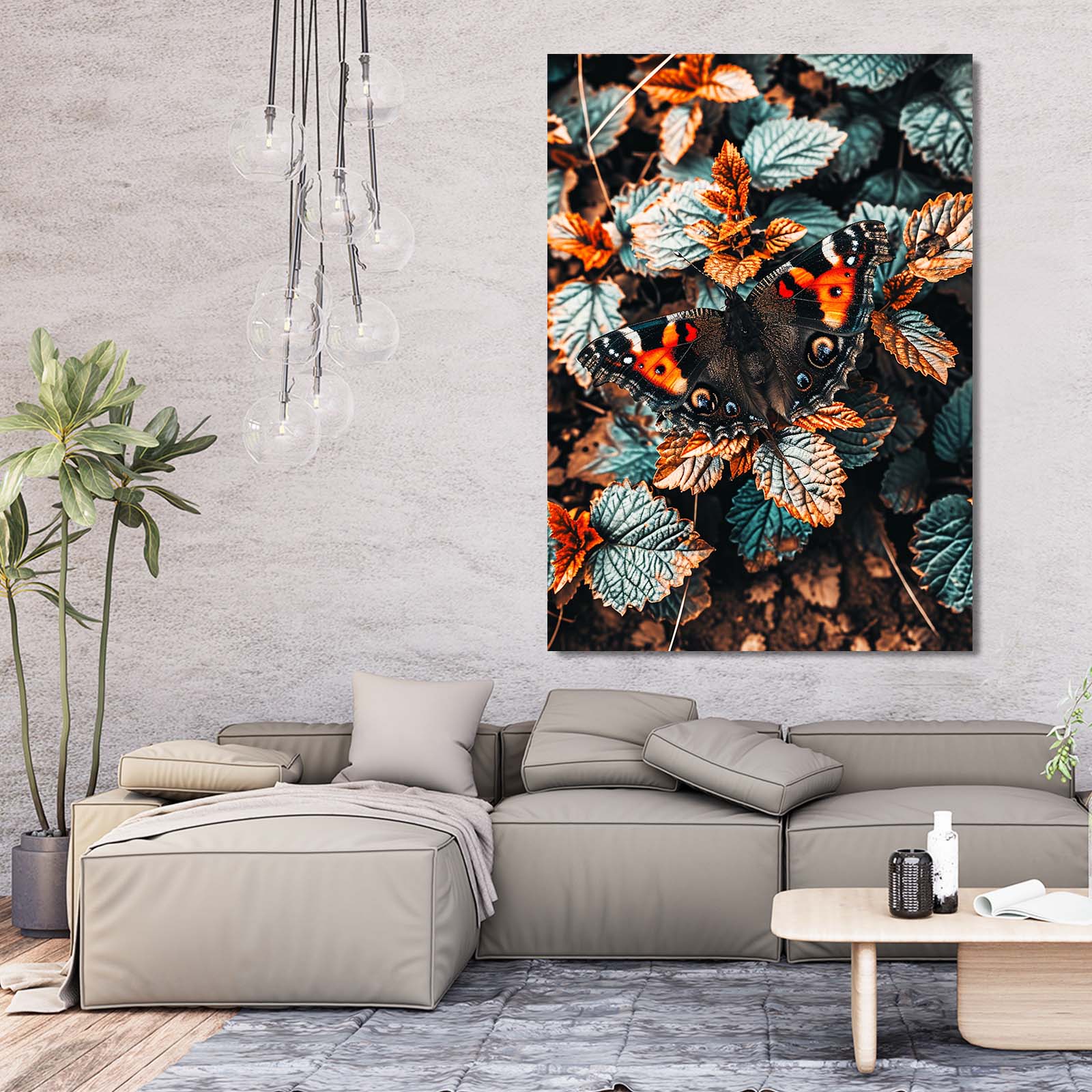 Botanical Contrast Butterfly Wall Art