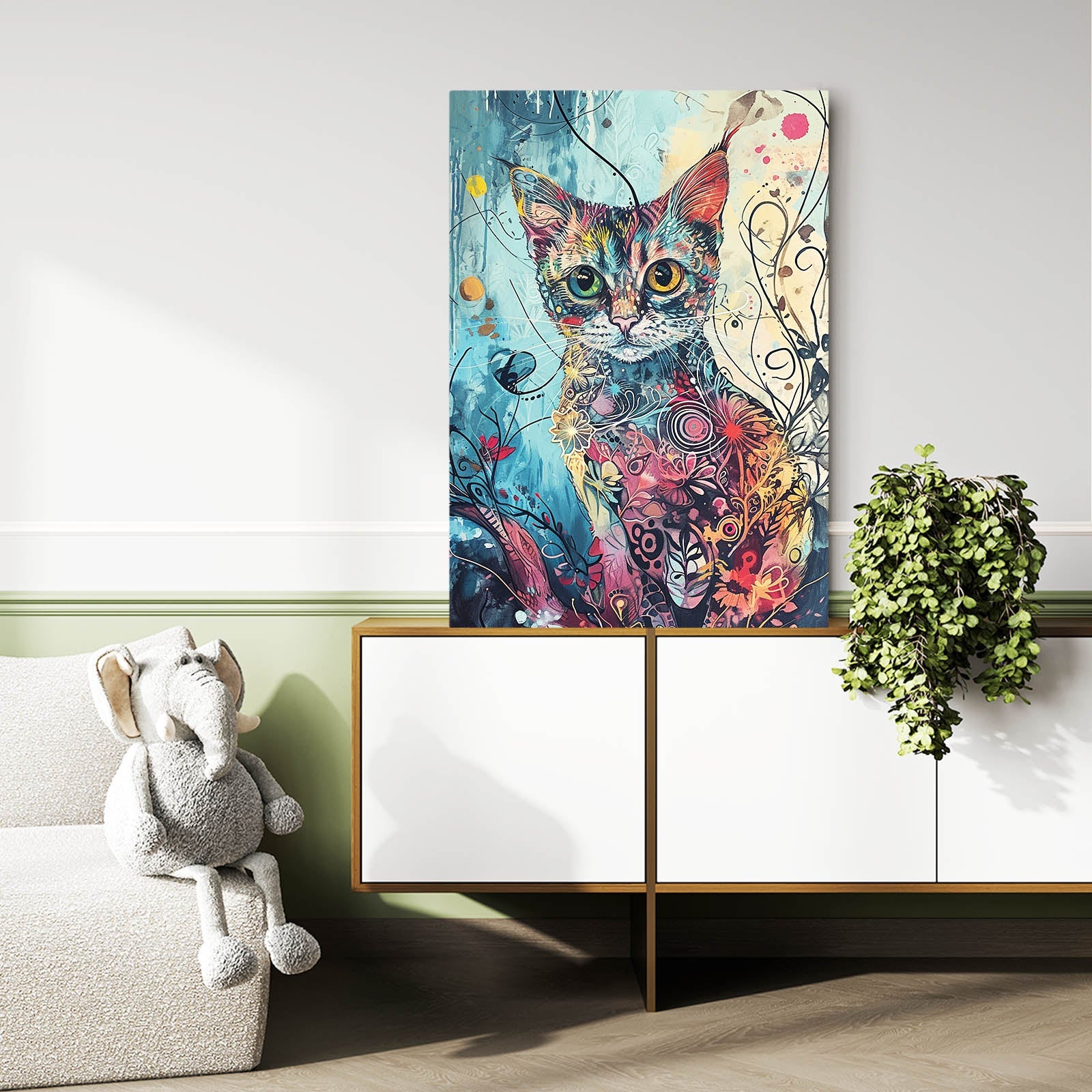 Botanical Fantasy Cat Art