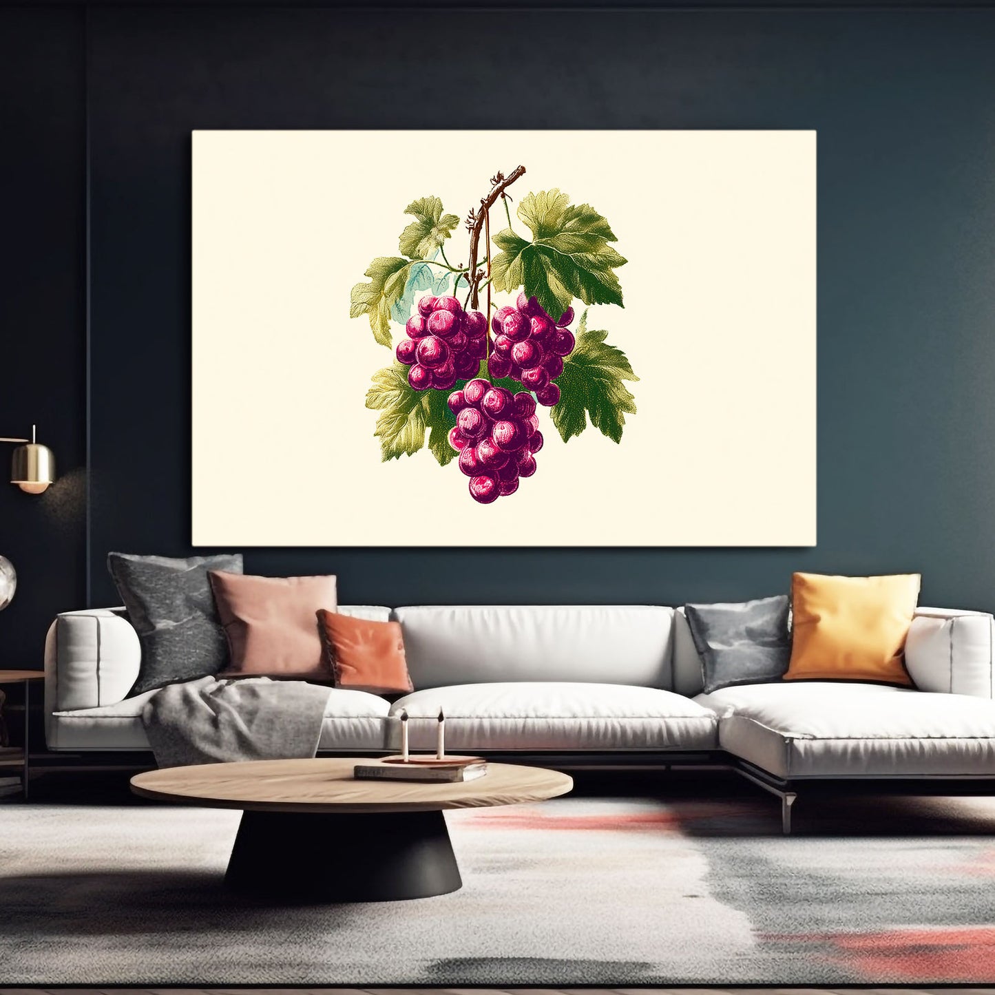 Botanical Grape Cluster Fruit Wall Decor – styled in a furnished interior